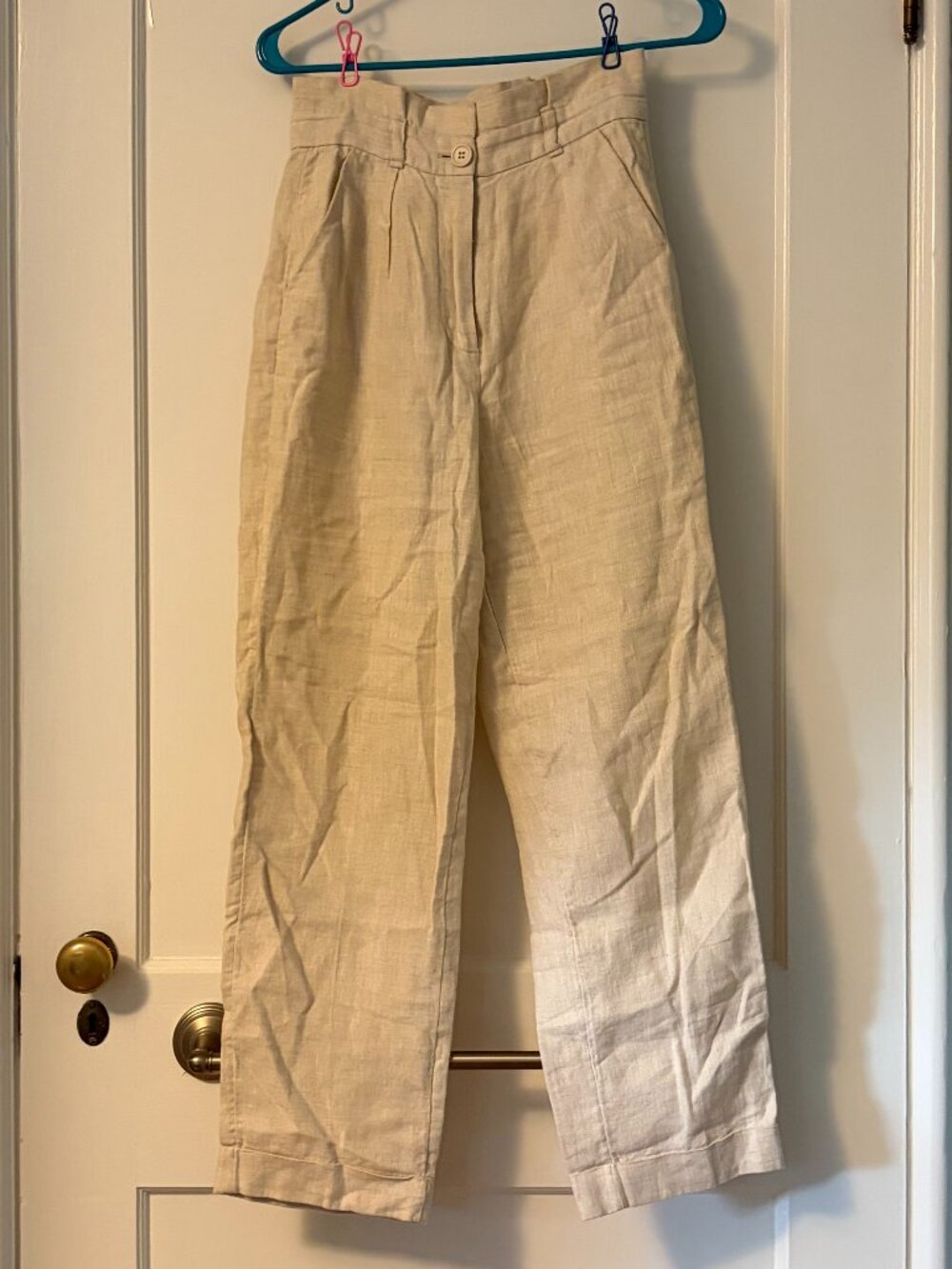 Los Angeles Atelier & other stories linen cropped cuffed pants size 2 minimalist